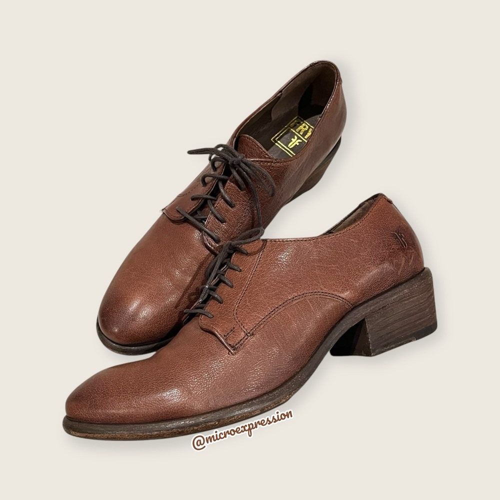 $369 Frye Carson Lace-Up Cognac Brown Leather LaceUp Oxford Academia Ankle Boot - Picture 7 of 16